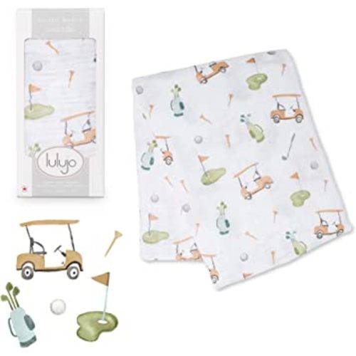 Lulujo Baby Cotton Muslin Swaddle Blanket, 47 x 47-Inch, Golf