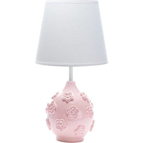 Lambs & Ivy Signature Botanical Baby Pink Floral Nursery Lamp with Shade & Bulb