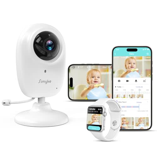 Simyke Smart Video Baby Monitor,1080P Baby Room Camera, APP Control,WiFi On/Off Switch,AI Detection, Cry Monitor and Lullabies, HD Night Vision, Two-Way Audio, Cloud & SD Card Storage
