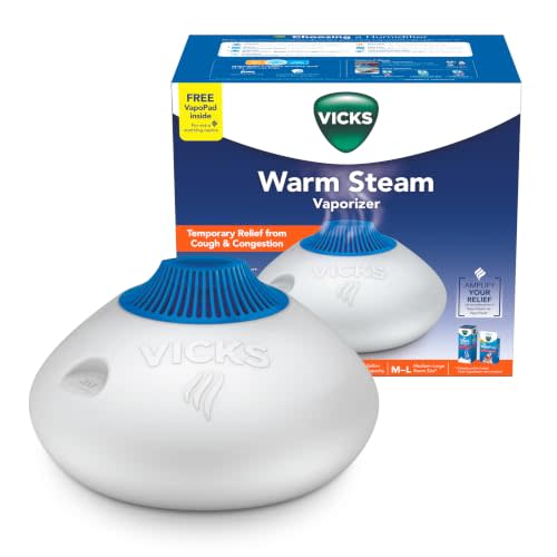 Vicks Warm Steam Vaporizer Humidifier for Medium and Large Rooms, 1.5 Gal | Warm steam humidifier provides warm relief at night for nasal congestion, can be used with VapoPads and VapoSteam