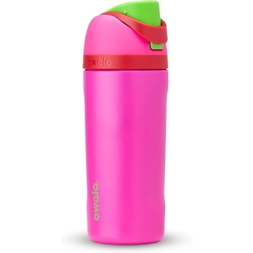 Owala Kids FreeSip Insulated Stainless Steel Water Bottle with Straw, BPA-Free Sports Water Bottle, Great for Travel, 16 oz, All the Berries