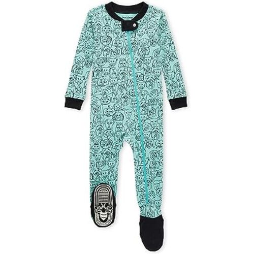 Burt's Bees Baby Baby Boys' Pajamas, Zip-front Non-slip Unisex Footed Sleeper Pjs, Organic Cotton