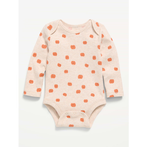 Printed Long-Sleeve Ribbed Bodysuit for Baby