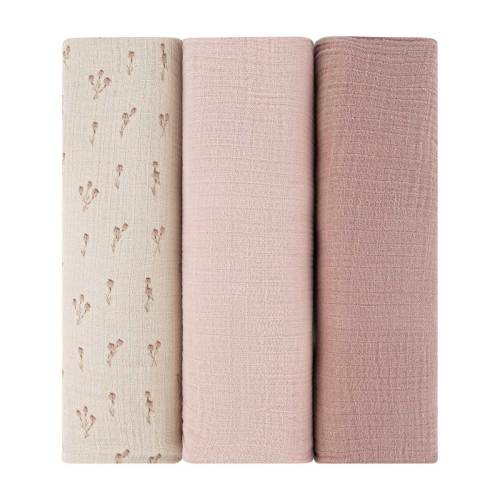 3 Pack Cotton Muslin Swaddle Blanket - Mauve Bluebell – Ely's & Co.