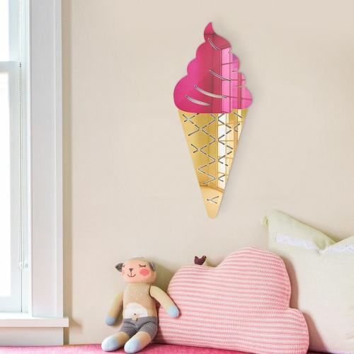 Ice Cream Cone Wall Art Mirror, Strawberry
