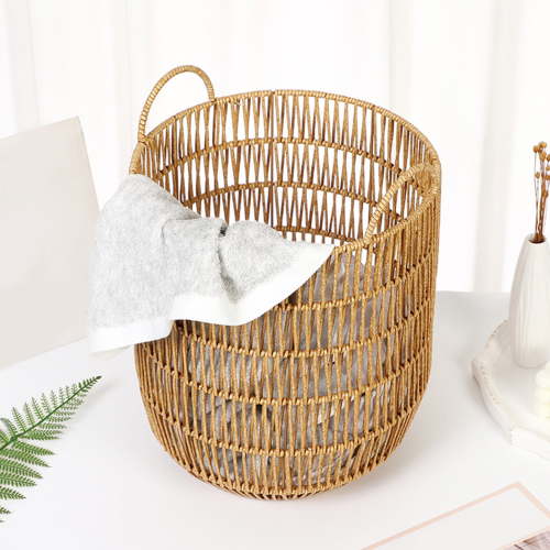 Laundry Hamper Basket 40x30cm, Handwoven Seagrass Hamper with Handles, Multipurpose Storage Organizer for Clothes Toys Blankets, Natural Decor