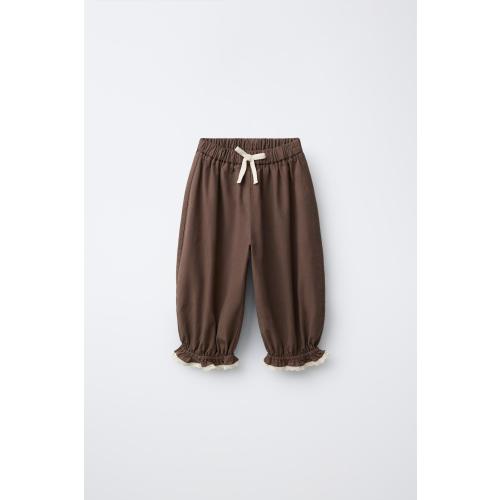 BLOOMERS WITH LACE TRIM - Brown | ZARA United States