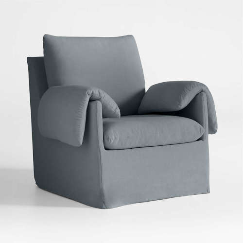 Piper Blue Slipcovered Nursery Glider Chair with Metal Base