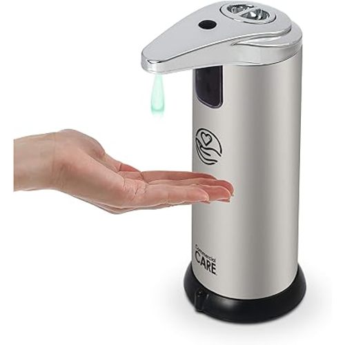 Touchless Soap, Hand Sanitizer Dispenser – Battery Operated Automatic Soap Dispenser with Dripless Design, Motion Sensor, Easy Clean Stainless Steel Housing (220 ml / 7.5 oz)