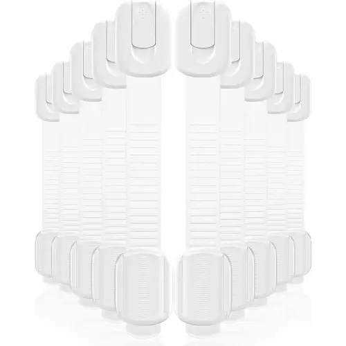 10 Pack Cabinet Locks Baby Proofing, Child Proof Cabinet Locks with 3M Adhesive - Easy Installation with Adjustable Straps, Multi-Purpose Child Safety Latches for Drawers Fridge Trash Cans Toilets