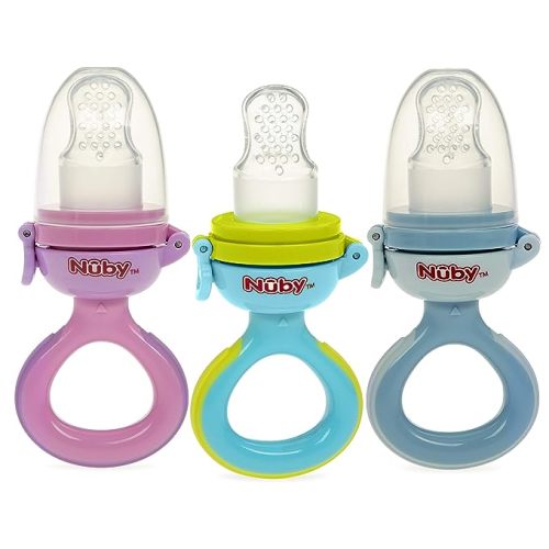 1 Pack Nuby Twist N' Feed Infant First Foods Feeder with Hygienic Cover: 10M+, Colors May Vary, Pack of 1