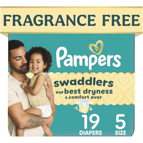 Pampers Swaddlers Diapers, Size 5 (20-37 lbs), 19 Count, Hypoallergenic, Absorbent, Keeps Baby Dry and Comfortable, Skin Safe Disposable Baby Diaper