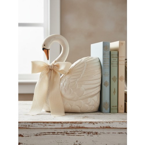 Stoneware Swan Bookend