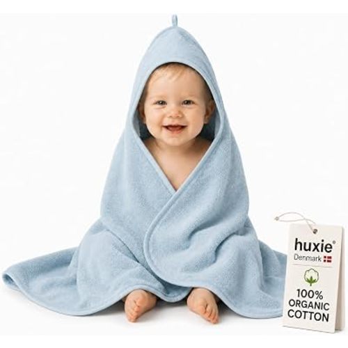Hooded Baby Bath Towel, 100% Organic Cotton, Super-Soft 32"x32"