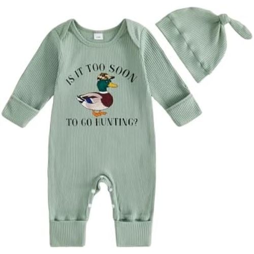 Newborn Baby Boy Deer Duck Hunting Outfit Romper Hat Fall Clothes