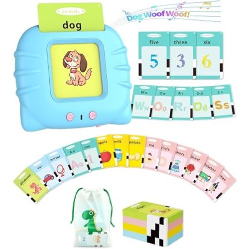 Aullsaty Talking Flash Cards for Toddlers 1-5 Years Old, Upgraded 536 Sight Words with 6 Songs Montessori Autism Sensory Toys, Educational Learning Speech Therapy Birthday Gifts for Boys Girls (Blue)