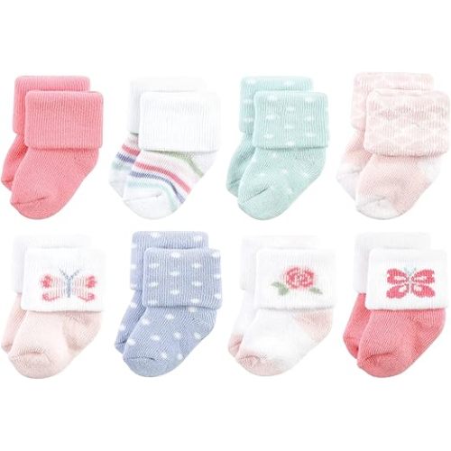 Hudson Baby Baby Girls' Cotton Rich Newborn and Terry Socks