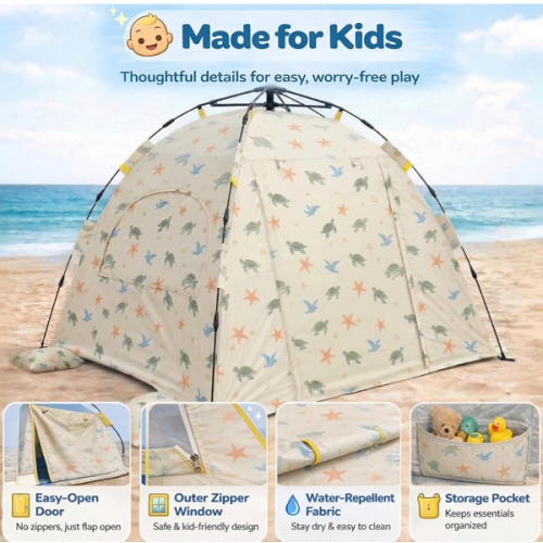 Amazon.com: Baby Beach Tent Pop Up Sun Shelter with UPF 50+ UV Protection, Silver-Coated Interior, Breathable Mesh Ventilation, Easy Setup, Wind-Stable Beach Shade for Infants & Toddlers : Sports & Outdoors