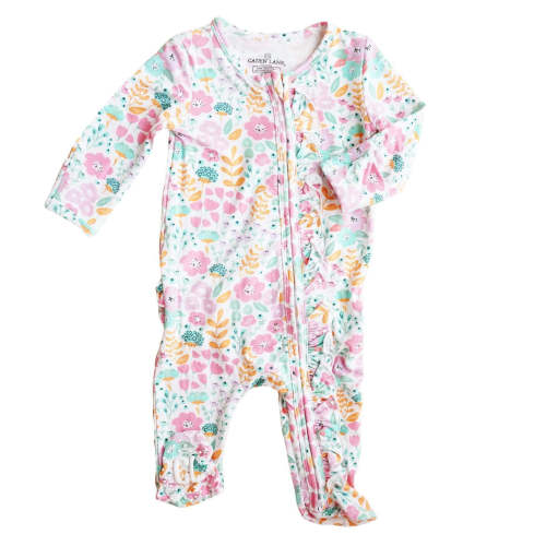 Willow's Whimsy Floral Ruffle Zipper Footie