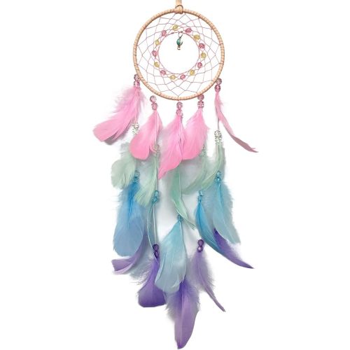 AWLEE Colorful Dream Catchers, Handmade Feather Native American Circular Net for Kids Boys Girls Bedroom Wall Hanging Decoration Decor Nursery Wall Art Ornament Craft