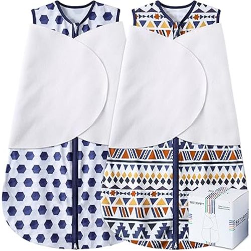 Newborn Sleep Sack Baby Swaddle,3-Way Adjustable Wearable Blanket,100% Rayon Cotton Swaddling Sleeping Bag，TOG 0.5 (Soccer & Triangles, 0-3 Months)