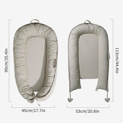 Baby Lounger - Baby Lounger Pillow for Newborn 0-24 Months, Soft Breathable Cotton Infant Lounger Cover, Portable Baby Nest for Travel, Newborn Essentials