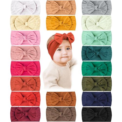 Prohouse 20PCS Baby Nylon Headbands Hairbands Hair Bow Elastics for Baby Girls Newborn Infant Toddlers Kids