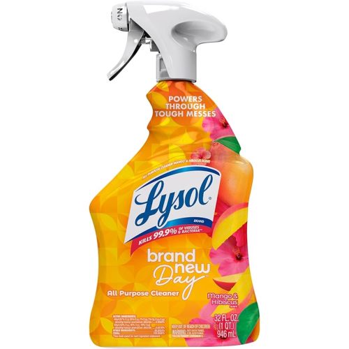 Lysol All Purpose Cleaner Spray, Multi-Purpose Disinfecting Spray, Kitchen & Bathroom Cleaner, Mango & Hibiscus Scent, 32 Fl Oz