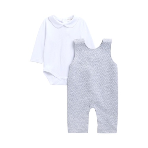 Collared Bodysuit & Jacquard Knit Overalls Set (6-9M)