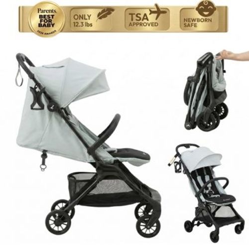 BabbleRoo HopLite Ultralight Compact Lightweight Baby Stroller For Airplane – Travel Stroller for Newborn from Birth to 55 lbs, Seafoam