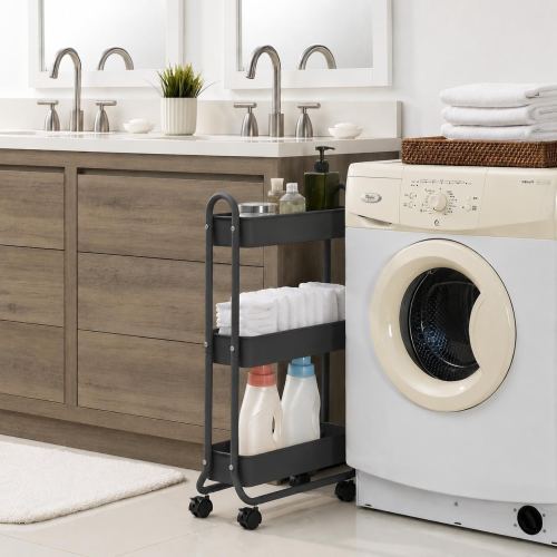 Slim Rolling Storage Cart, 3 Tier Bathroom Storage Organizer Bathroom, Laundry Utility Cart - N/A