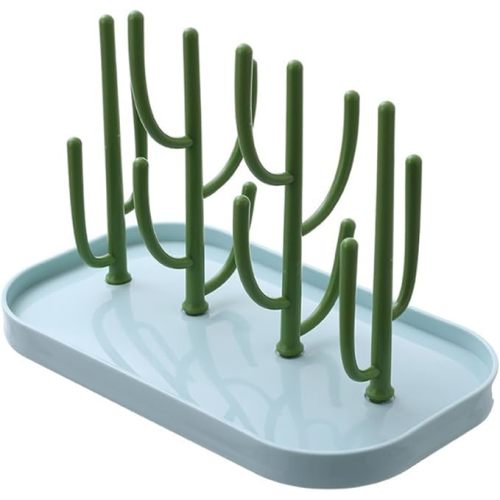 FEOOWV Baby Bottle Drying Rack with Base, Creative Tree Branch Baby Bottle Dryer Holder for Bottles, Teats, Cups, Pump Parts and Accessories (Green)
