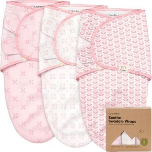 KeaBabies 3pk Soothe Baby Swaddle Wrap 0-6 Months, Organic Baby Swaddle Sleep Sacks, Newborn, Infant Swaddle Sack (Blossom)