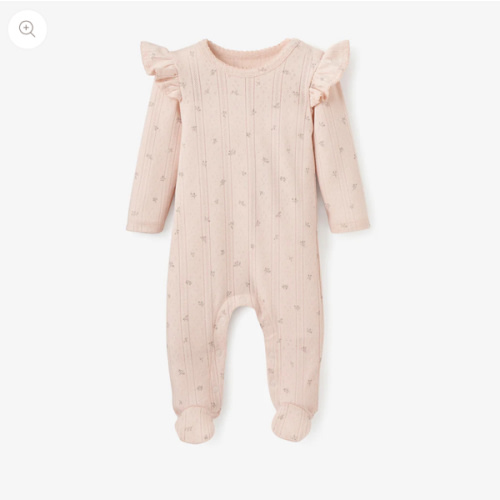 Blush Floral Organic Cotton Pointelle Baby Jumpsuit – Elegant Baby