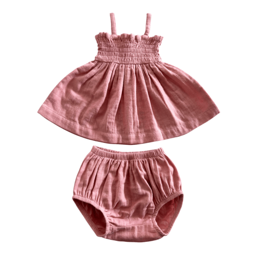 Rosy / Organic Smocked Set