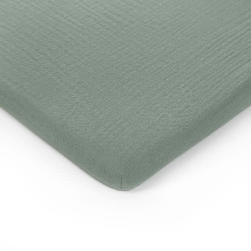 Comfy Cubs Muslin Bassinet Sheet - 100% Soft Cotton Fabric, Breathable & Gentle for Baby’s Sensitive Skin - Universal Fit with Secure Elastic Edging, Gift-Ready Packaging - Fern