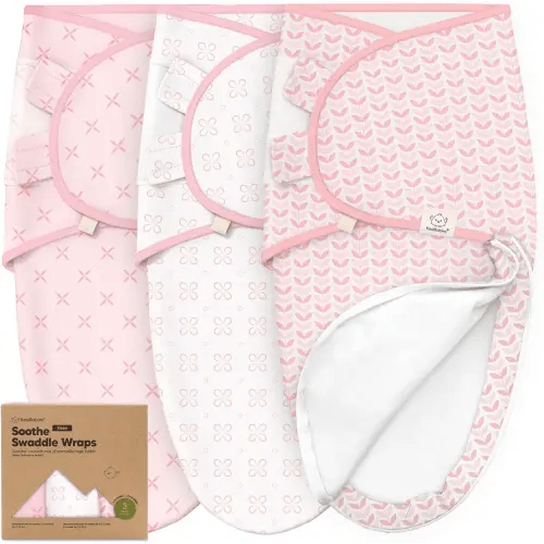 Baby Swaddle Sleep Sacks with Zipper - 3-Pack Swaddles for Newborns 3-6 Months, Infant, Baby Girls, Boys, Soft & Durable Newborn Sleep Sack, Easy Diaper Change Swaddling Blanket (Blossom, L)