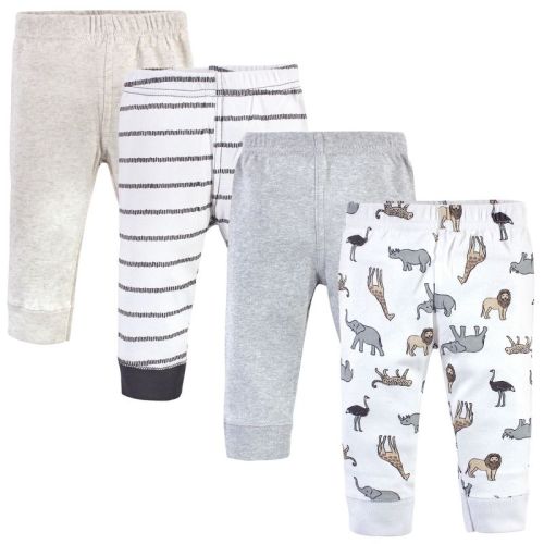 Hudson Baby Baby And Toddler Cotton Pants 4pk, Neutral Safari, 6-9 Months