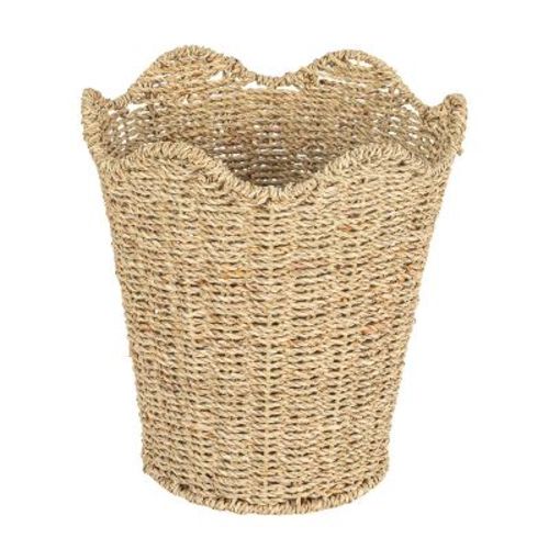 Household Essentials Woven Wastebin with Scalloped Edge