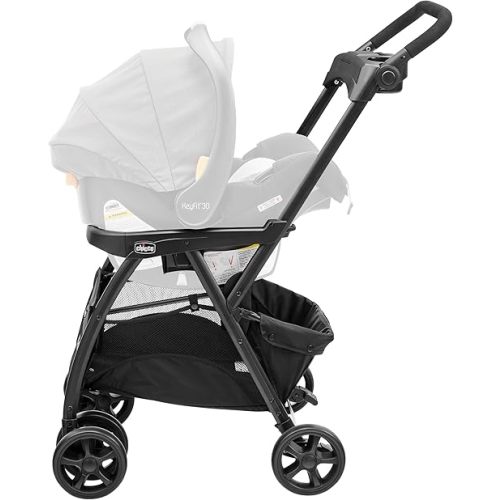 Chicco KeyFit Caddy Frame Stroller, Accepts All Chicco Infant Car Seats, Adjustable Handle, Parent Tray, Black/Black
