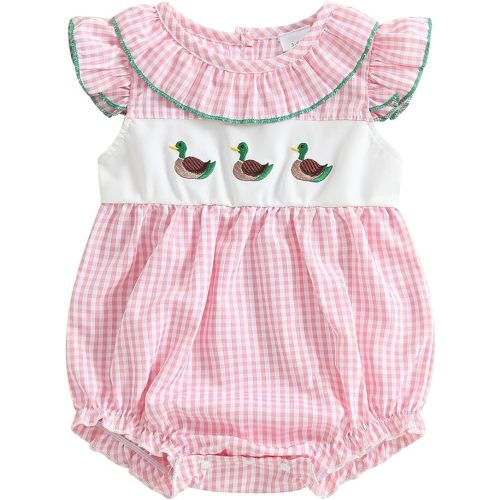Kayotuas Baby Girl Summer Clothes Cute Smocked Bubble Romper Fly Sleeve Ruffled Doll Collar Letter Embroidery Bodysuit Dress