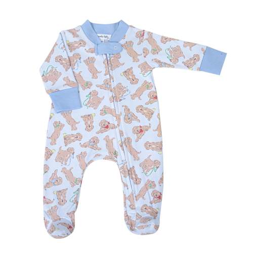 Golden Pup Zip Footie - Light Blue