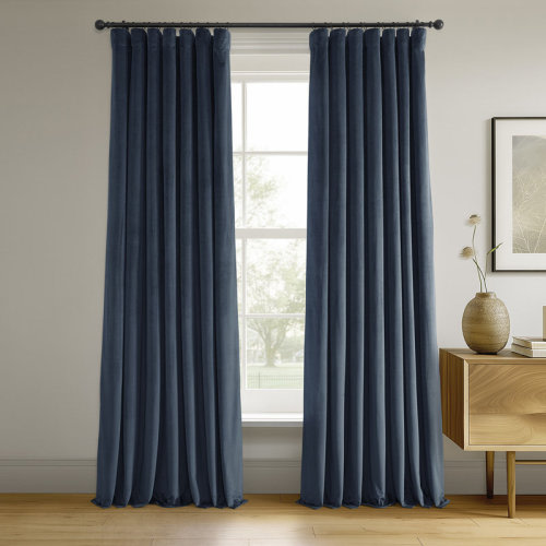 Gracie Oaks Olivia Signature Thermal Lined 100% Blackout Velvet Curtains for Bedroom & Living Room Curtains Single Panel drapes (1 Panel) & Reviews | Wayfair