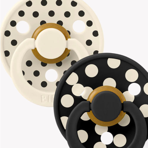 BIBS STUDIO Pacifiers 2 Pack Polka | Ivory/Black | Latex – Bibsworld store US