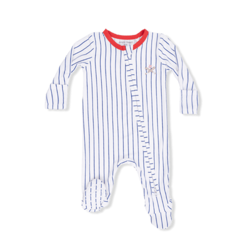 Baseball Stripe - 2 Way Zipper Footie