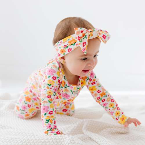 Summer Blooms Small Ribbed Zip Romper