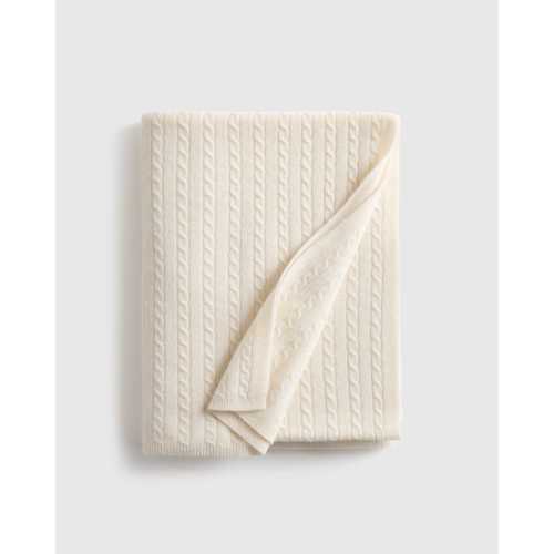 Cable Knit Cashmere Throw in Ivory