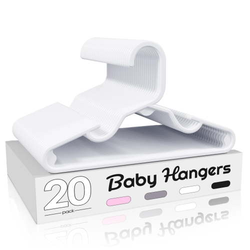 ACSTEP Baby Hangers 20 Pack, 11 Inch Kids Plastic Hangers, Non-Slip Baby Hangers for Closet, Baby Clothes Hangers for Pants Shirts Outfit Onesie, White