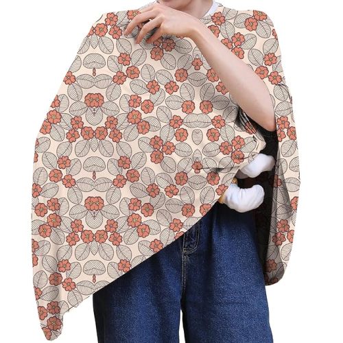 Multi-use Nursing Cover for Breastfeeding, 360°Full Coverage Nursing Poncho, Rayon Soft & Breathable Breastfeeding Cover up (Smooth Rayon, Floral Leaf)