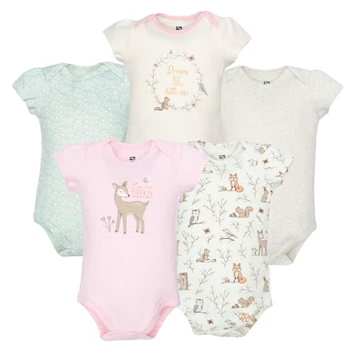 Hudson Baby Infant Girls Cotton Bodysuits 5-Pack